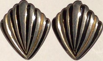 Oorclips, zilverkleurig, messing en zwart