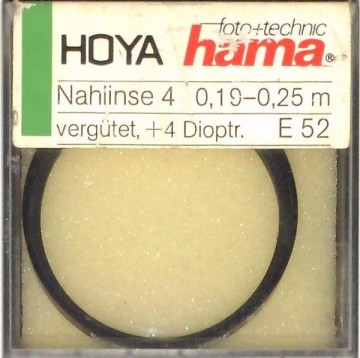 Close-up voorzetlens Hoya +4 - 52 mm