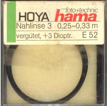 Close-up voorzetlens Hoya +3 - 52 mm