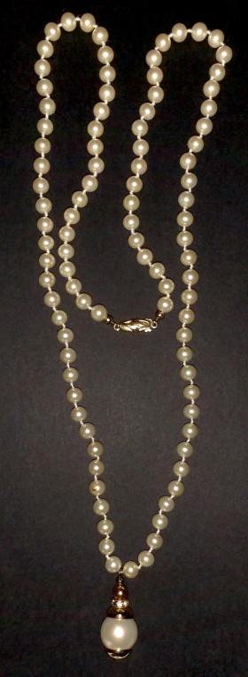 Parelcollier met hanger, ca. 34 cm