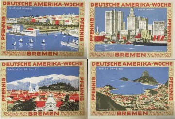 Duitsland - Noodgeld Bremen 1923 - Deutsche Amerika-Woche