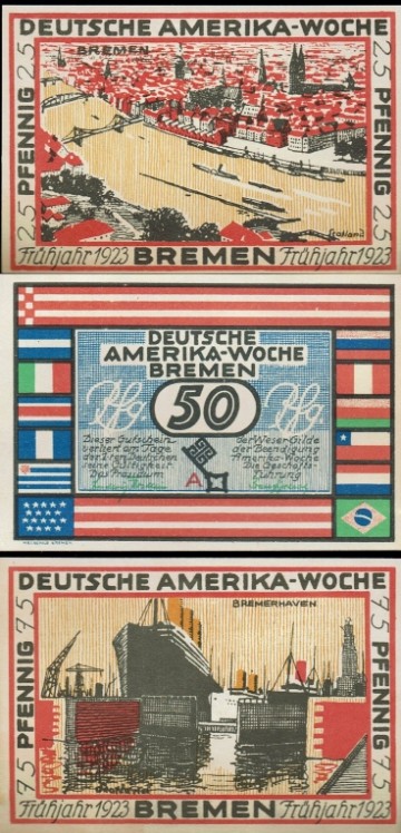 Duitsland - Noodgeld Bremen 1923 - Deutsche Amerika-Woche