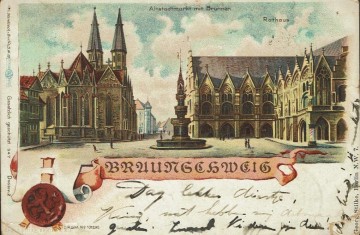 Duitsland: Braunschweig - Altstadtmarkt mit Brunnen und Rathaus
